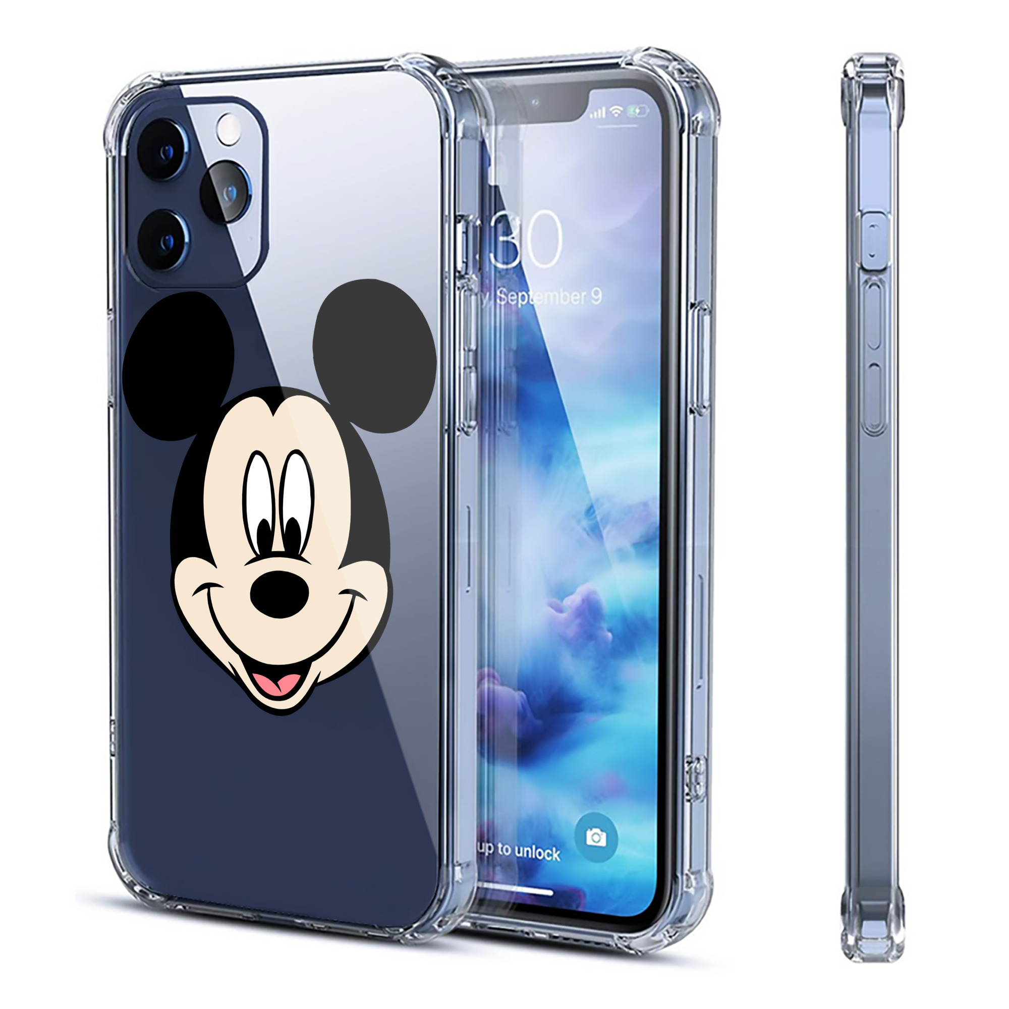 （画像用） ミッキーマウス Mickey Mouse 【iPhone 12シリーズ対応】透明スマホケース（クリアソフトケース）